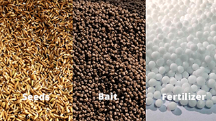 Adapts to various sizes and densities of materials, for example seeds, bait and fertilizer